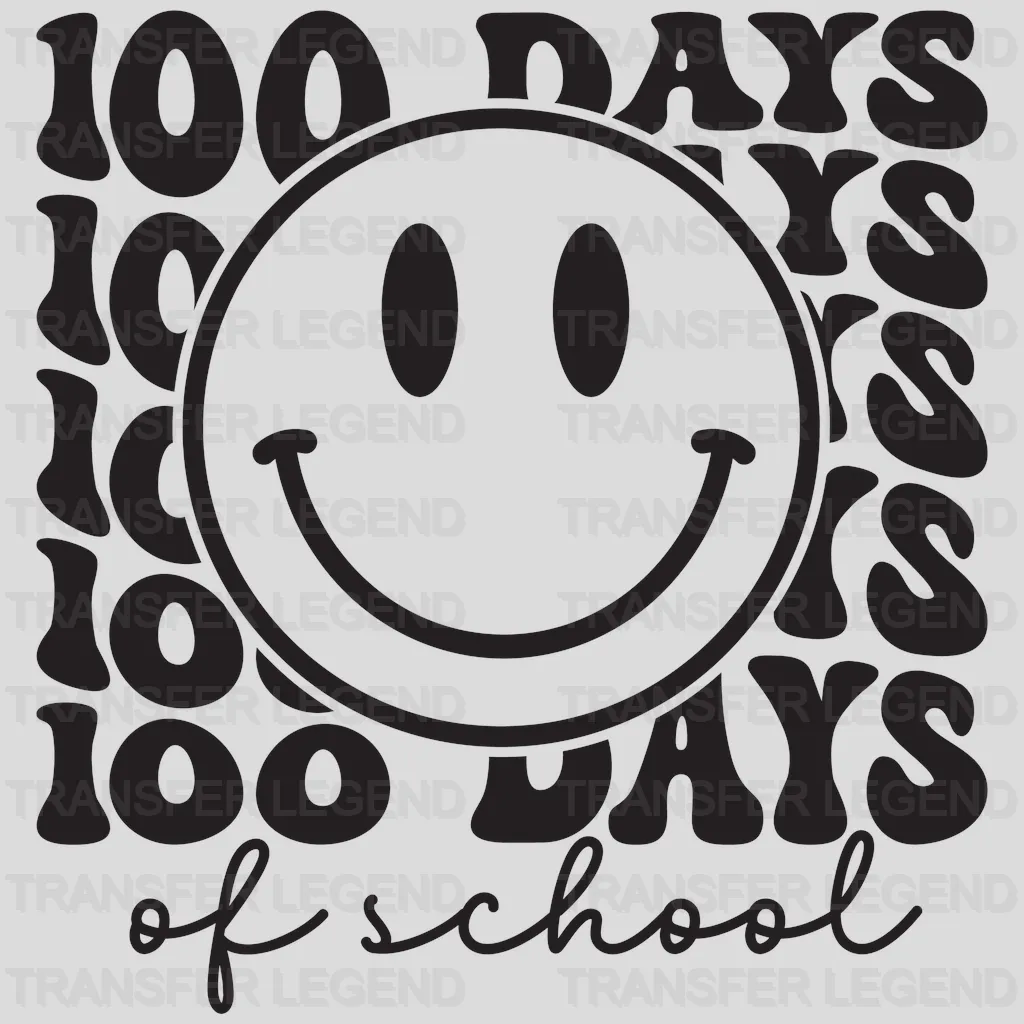 100 Days Of School Smiley Face Design - DTF heat transfer - transferlegend