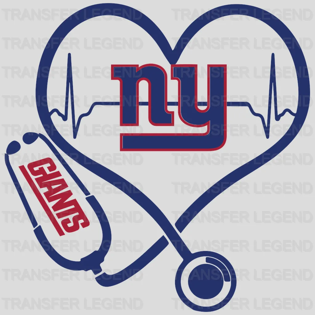 New York Giants stethoscope forming team monogram, NFL design - DTF Heat Transfer
