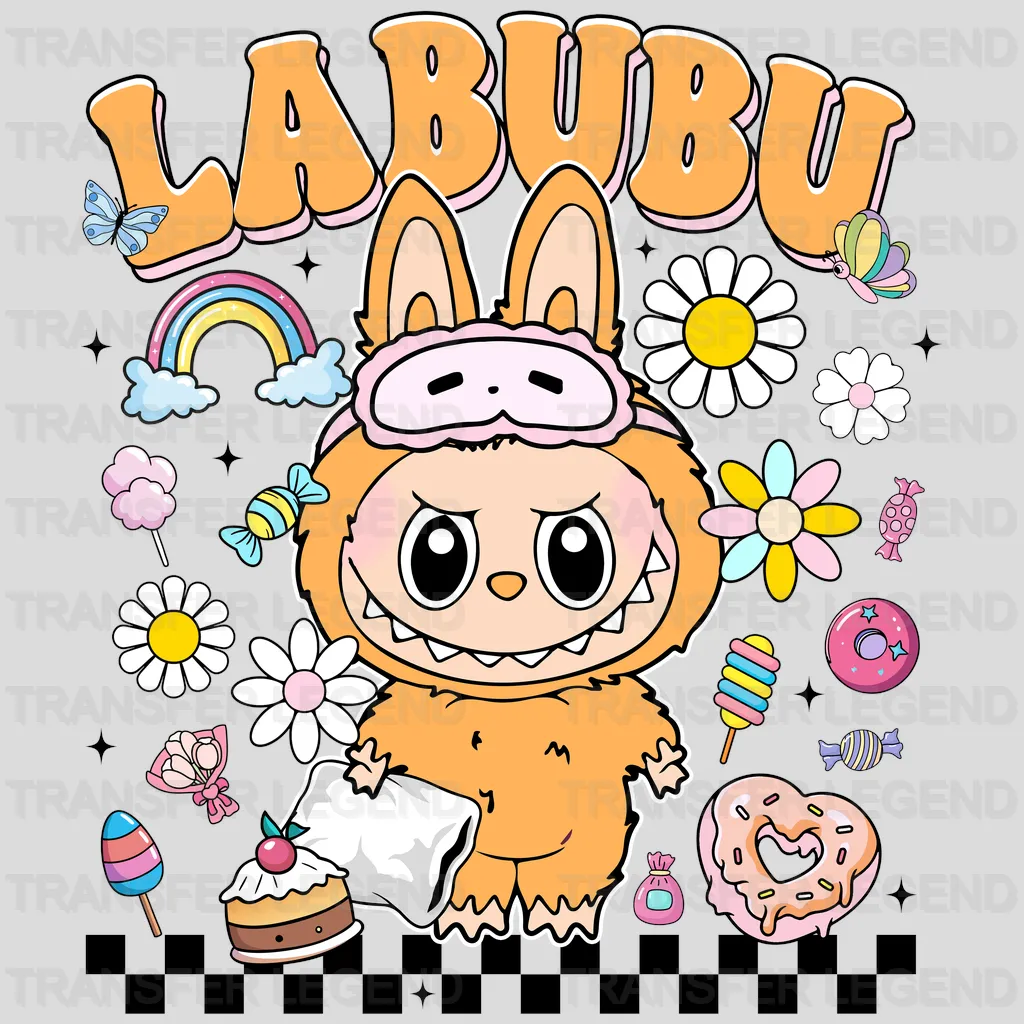 Orange Time Labubu Design - DTF Heat Transfers