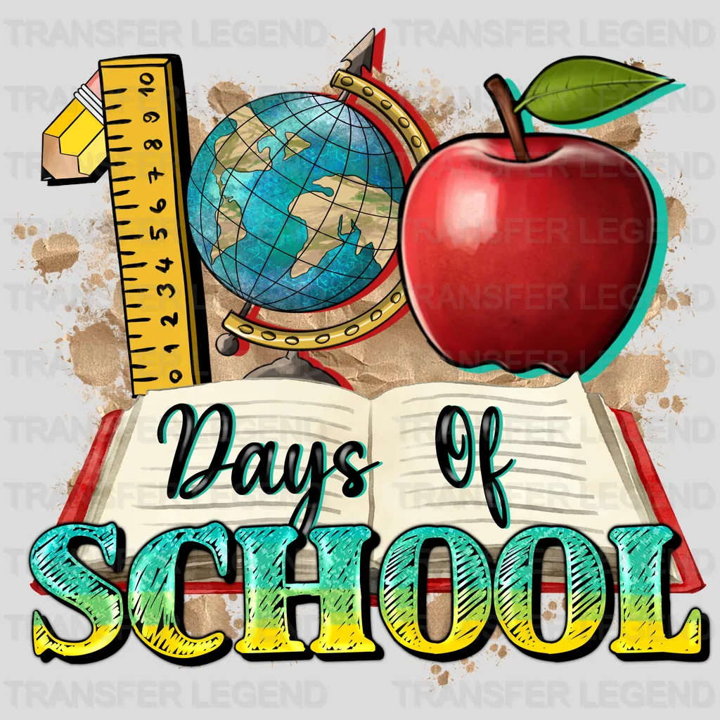Book Design 100 Days Of School - DTF heat transfer - transferlegend