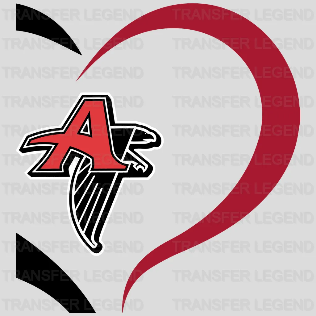 Atlanta Falcons Heart Swirl Emblem NFL Design - DTF Heat Transfer