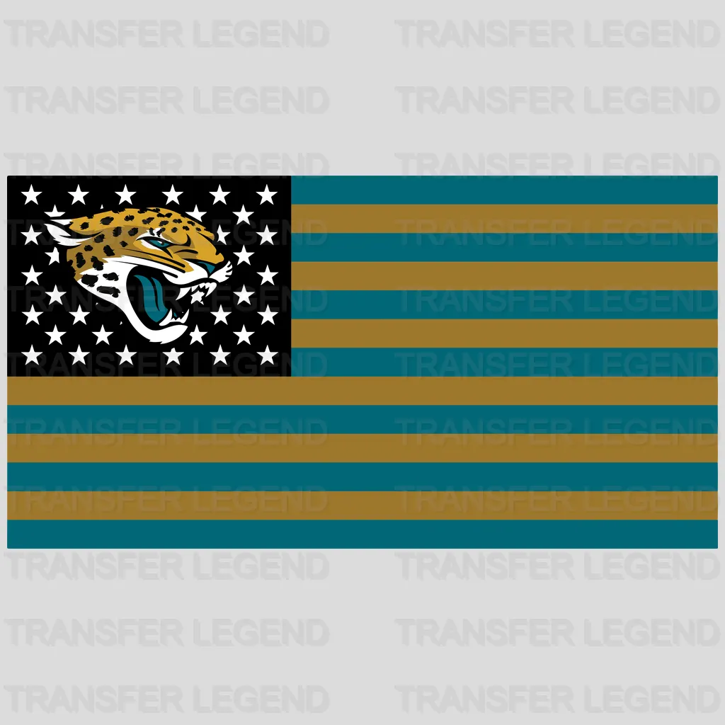 Jacksonville Jaguars American Flag Stripe with Head NFL Design - DTF Heat Transfer