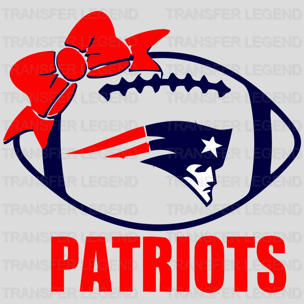 New England Patriots football with bow and head logo, NFL design - DTF Heat Transfer