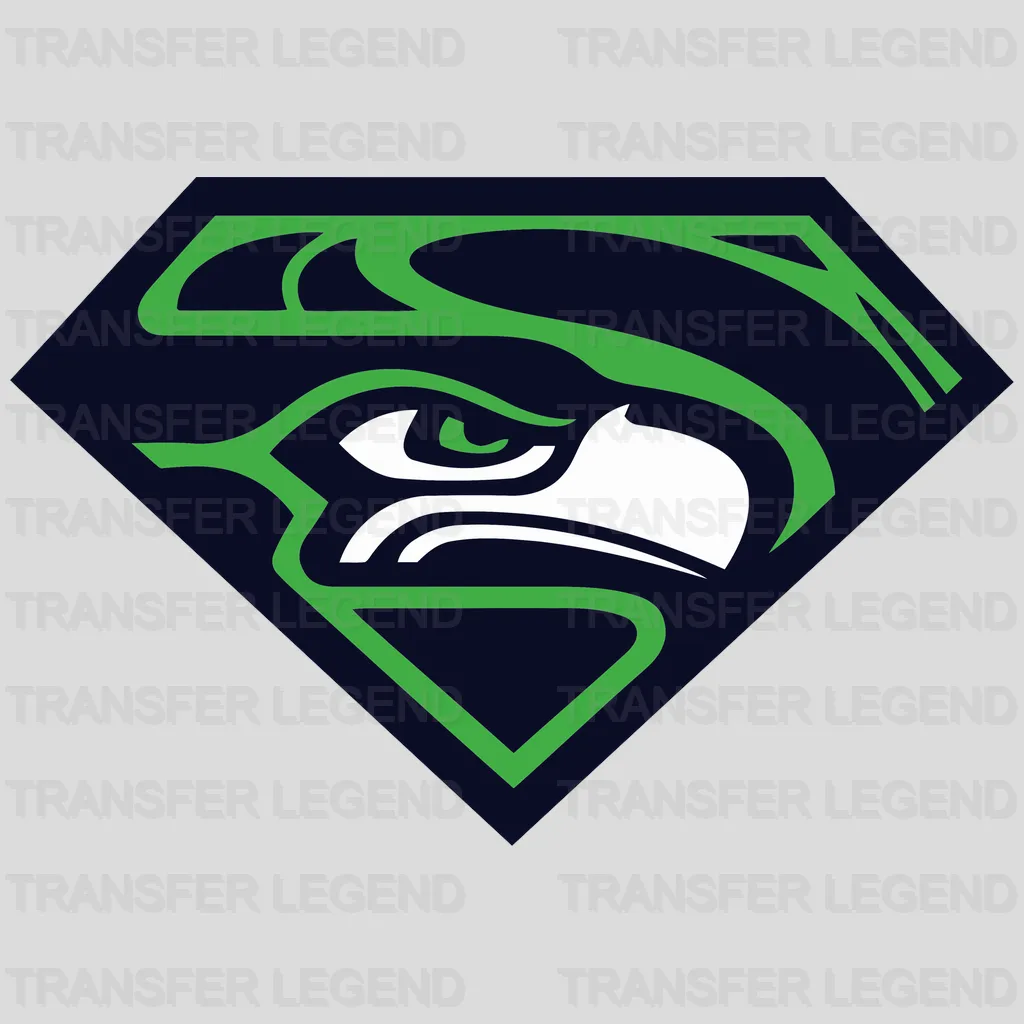 Seattle Seahawks Superman Diamond Emblem NFL Design - DTF Heat Transfer