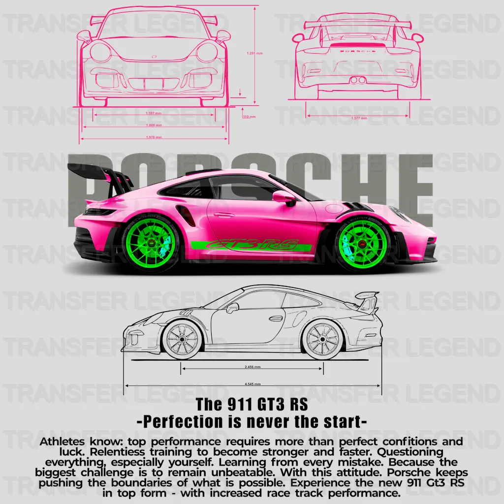 Porsche 911 GT3 RS Pink Cars Design - DTF Heat Transfer