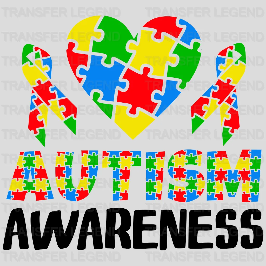 Autis Awareness heart design - DTF heat transfer - transferlegend