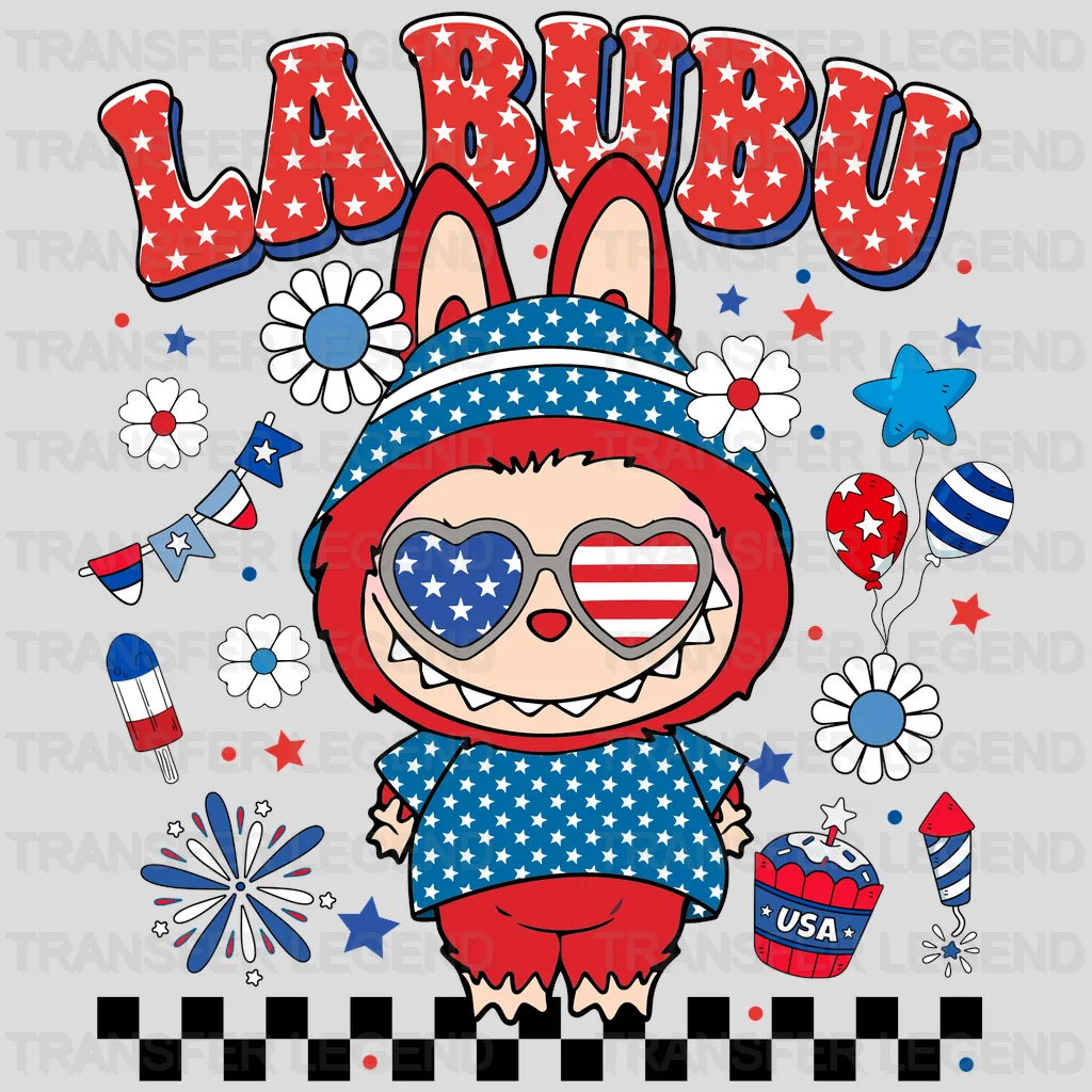 Red & Blue Labubu Design - DTF Heat Transfers