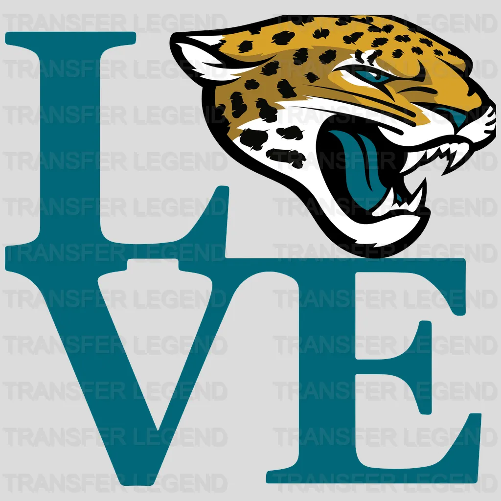 Jacksonville Jaguars LOVE Vertical Wordmark NFL Design - DTF Heat Transfer
