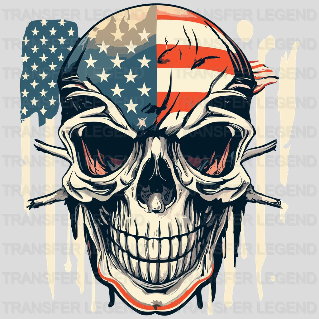 Skull Head Destroyer USA Design - DTF Heat Transfers - transferlegend
