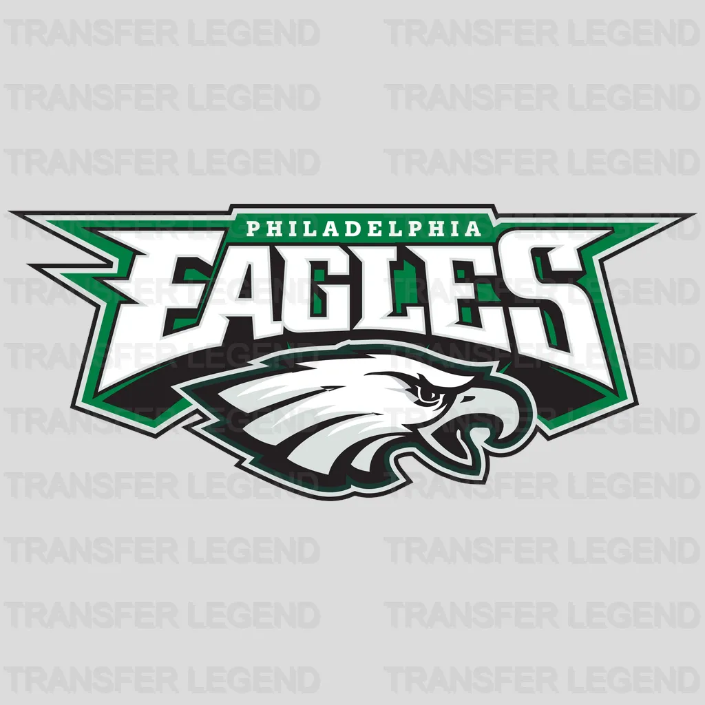 Philadelphia Eagles rectangular badge with eagle head and ‘Eagles’ text, NFL design - DTF Heat Transfer