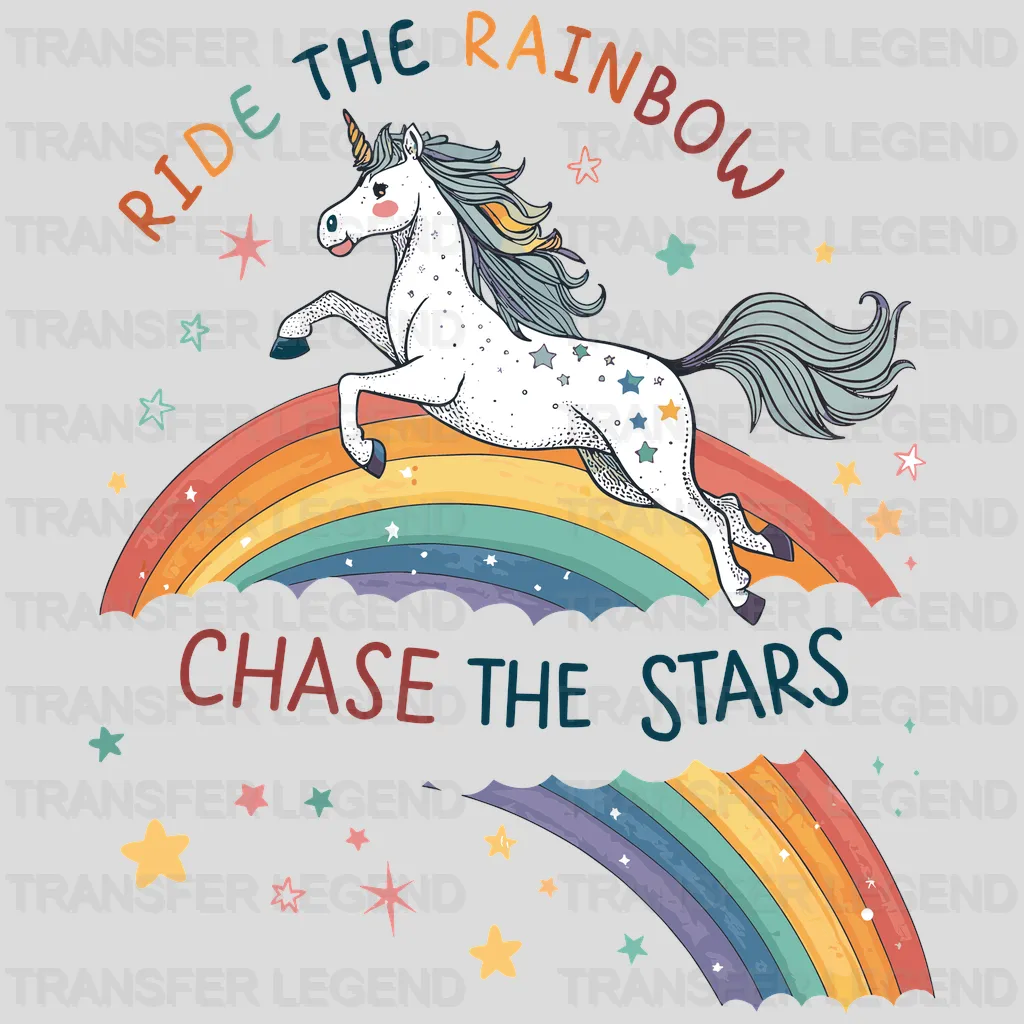 Ride The Rainbow Unicorn Design - DTF Heat Transfers - transferlegend