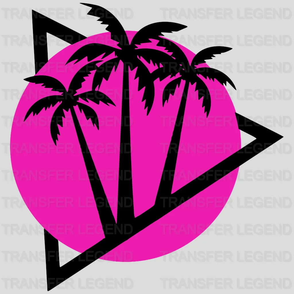 Circle Purple Palm Trees Summer UV DTF Transfer Cup Wrap UV DTF Sticker - transferlegend