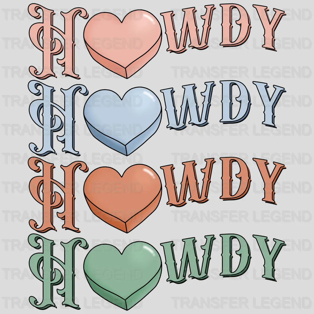 CANDY HEART HOWDY - DTF heat transfer - transferlegend