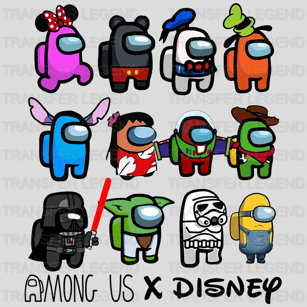 Among Us X Cartoon Characters Design - DTF heat transfer - transferlegend