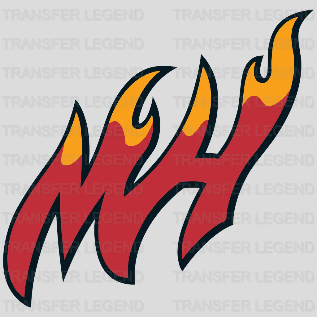 Miami Heat “MH” Flaming Monogram NBA Design - DTF Heat Transfer