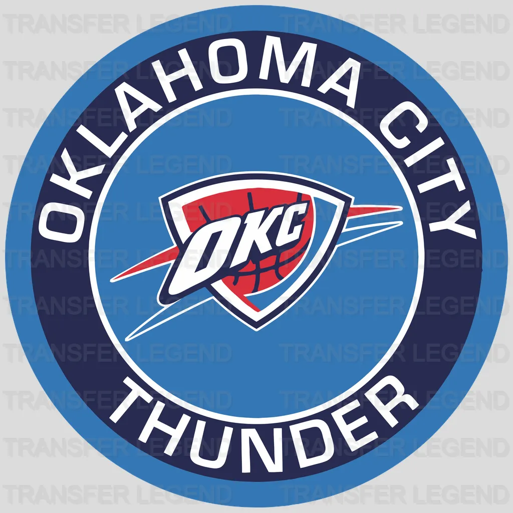 Oklahoma City Thunder Roundel Badge with OKC Bolt NBA Design - DTF Heat Transfer