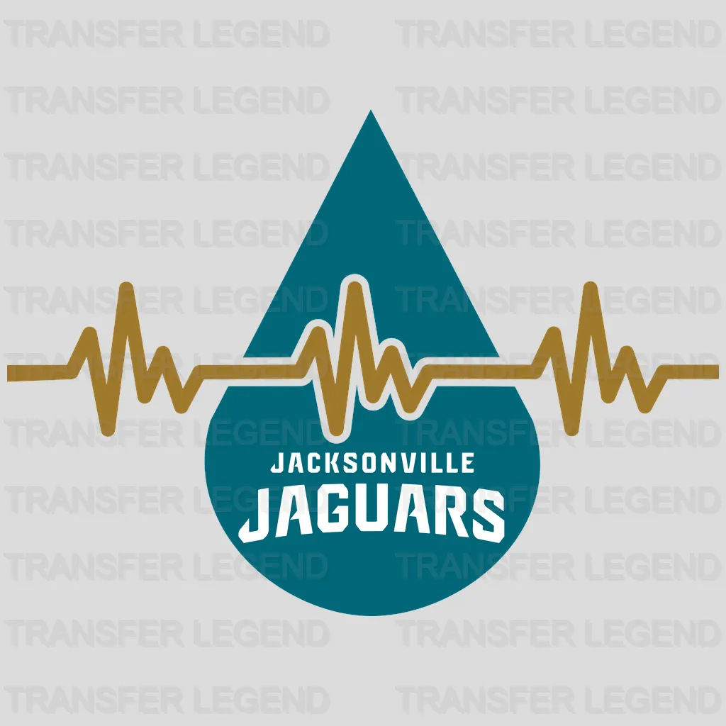 Jacksonville Jaguars Heartbeat Line Emblem NFL Design - DTF Heat Transfer