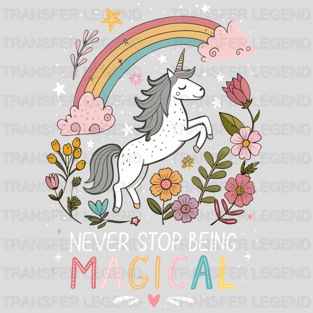 Never Stop Unicorn Design - DTF Heat Transfers - transferlegend