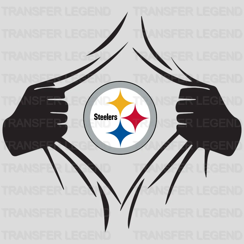 Pittsburgh Steelers shirt‑rip effect revealing star logo, NFL design - DTF Heat Transfer