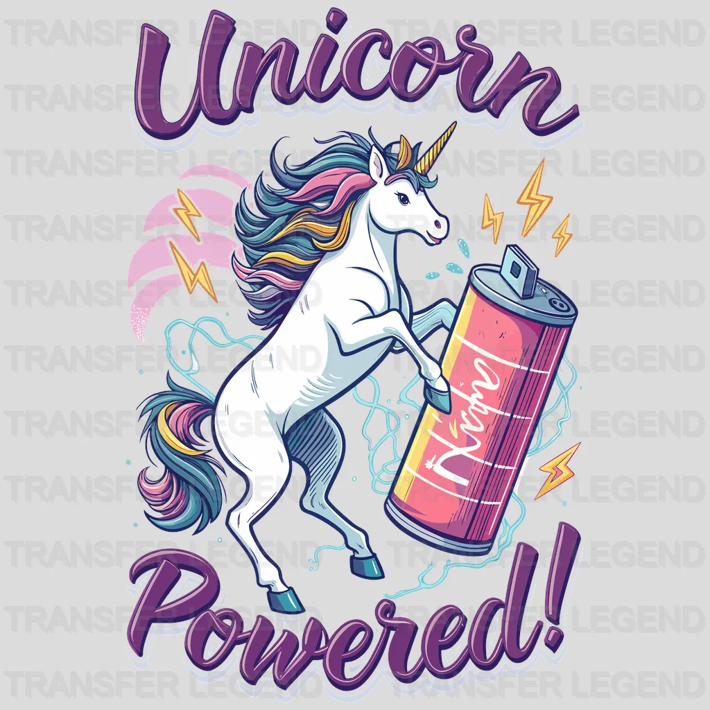 Powered Unicorn Design - DTF Heat Transfers - transferlegend
