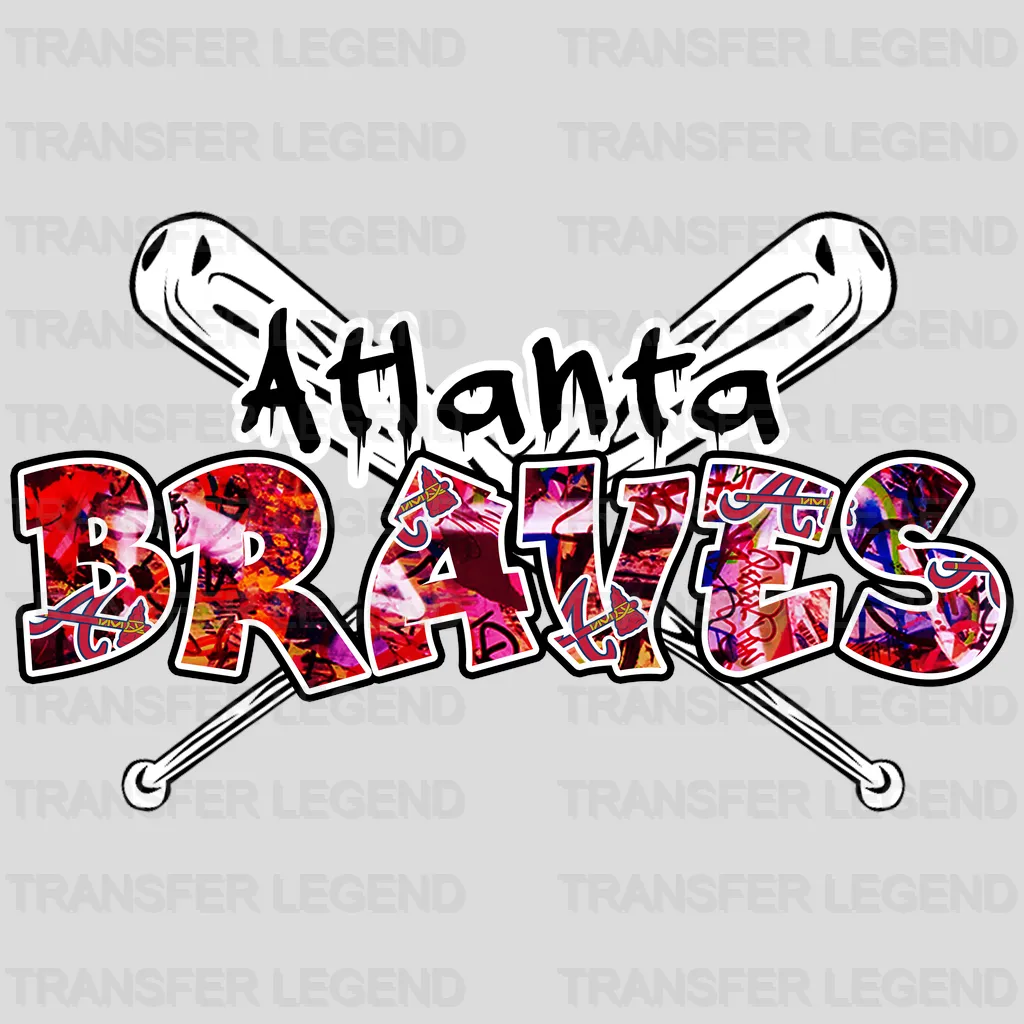 Atlanta Braves MLB Graffiti Wall Art Text Logo - DTF Iron On Transfer