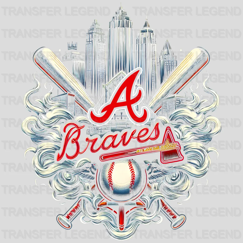Atlanta Braves MLB Crossed Bats Shield Emblem - DTF Iron On Transfer