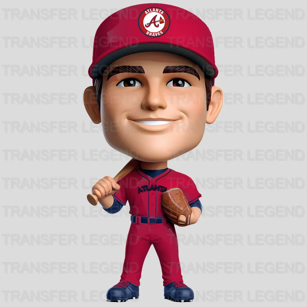 Atlanta Braves MLB Cartoon Bobblehead Player Character - DTF Iron On Transfer