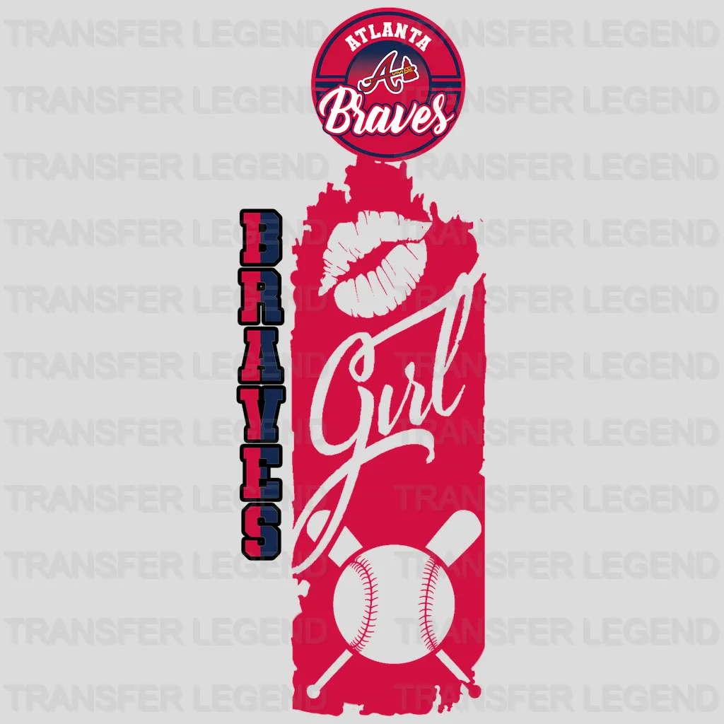 Atlanta Braves MLB Vertical Bookmark Style Strip Logo - DTF Iron On Transfer