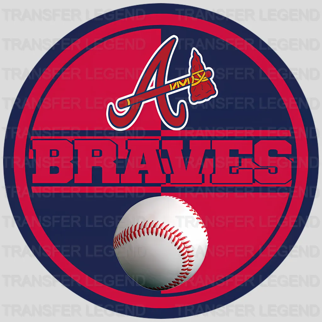 Atlanta Braves MLB Circle Logo With Stitch - DTF Iron On Transfer