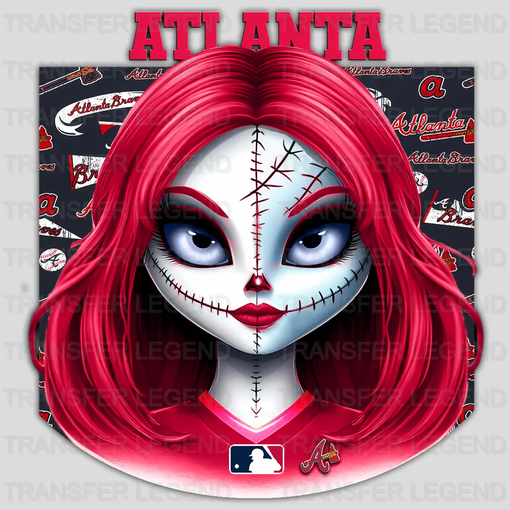Atlanta Braves MLB Red Hair Gothic Girl Illustration - DTF Iron On Transfer