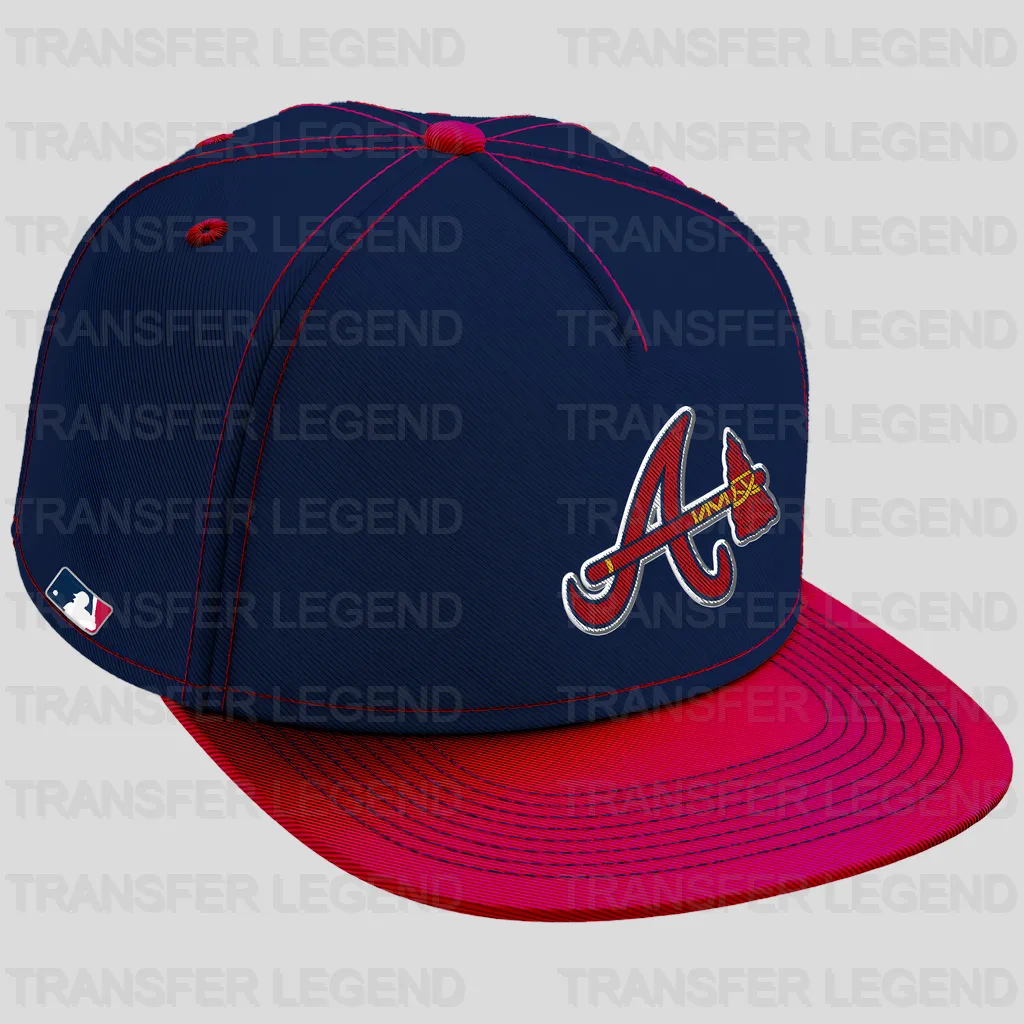 Atlanta Braves MLB Realistic Navy Cap Hat Mockup - DTF Iron On Transfer