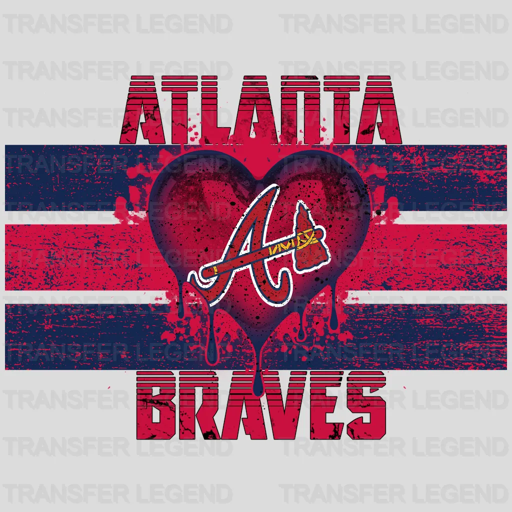 Atlanta Braves MLB Distressed Flag Heart Shape - DTF Iron On Transfer
