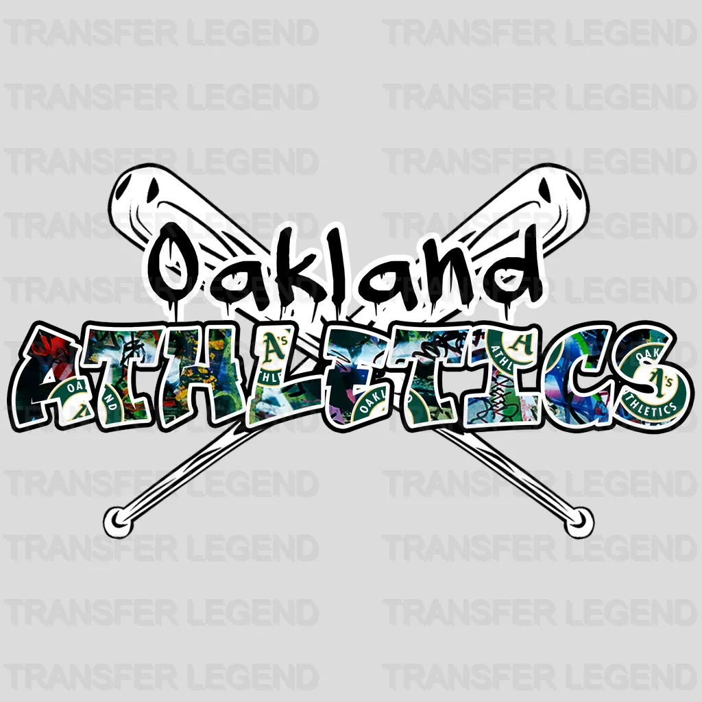 Oakland Athletics MLB Graffiti Wall Art Text Logo - DTF Iron On Transfer