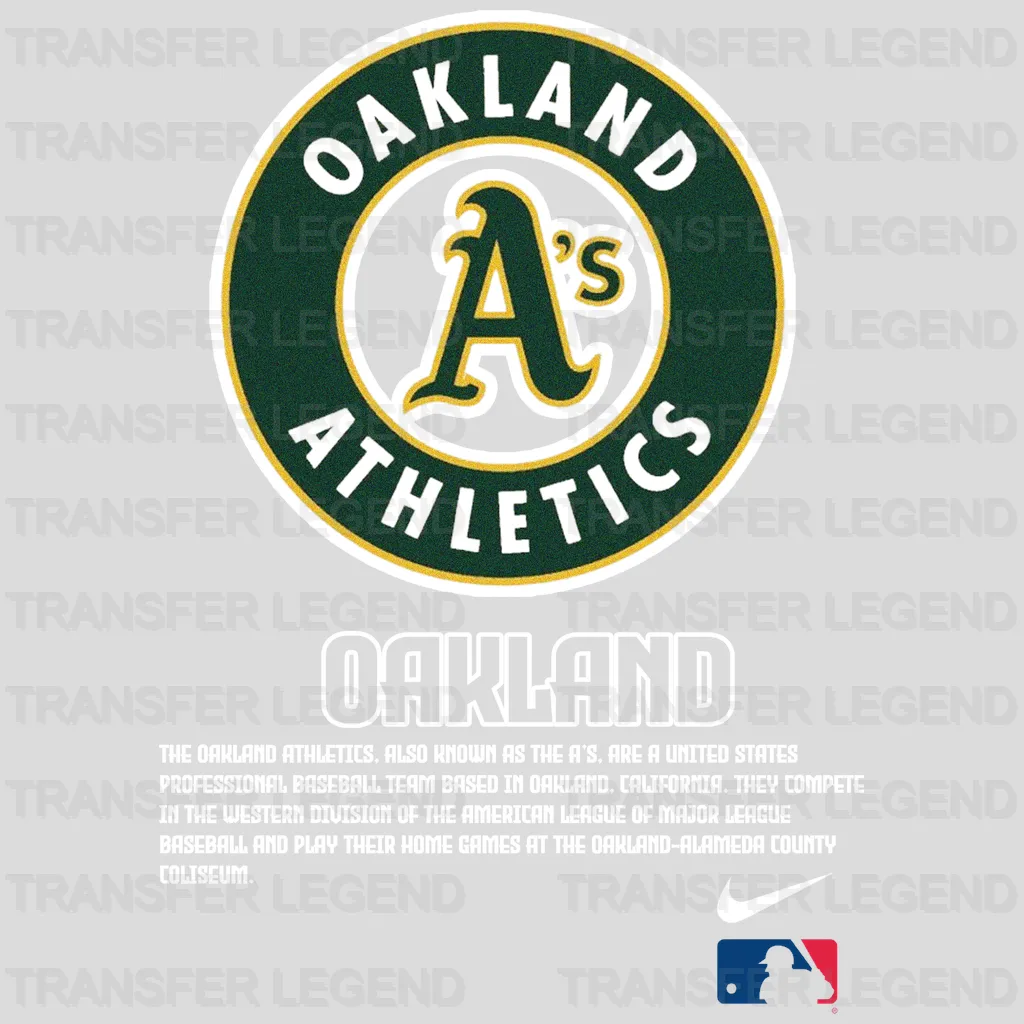Oakland Athletics MLB Crossed Bats Shield Emblem - DTF Iron On Transfer