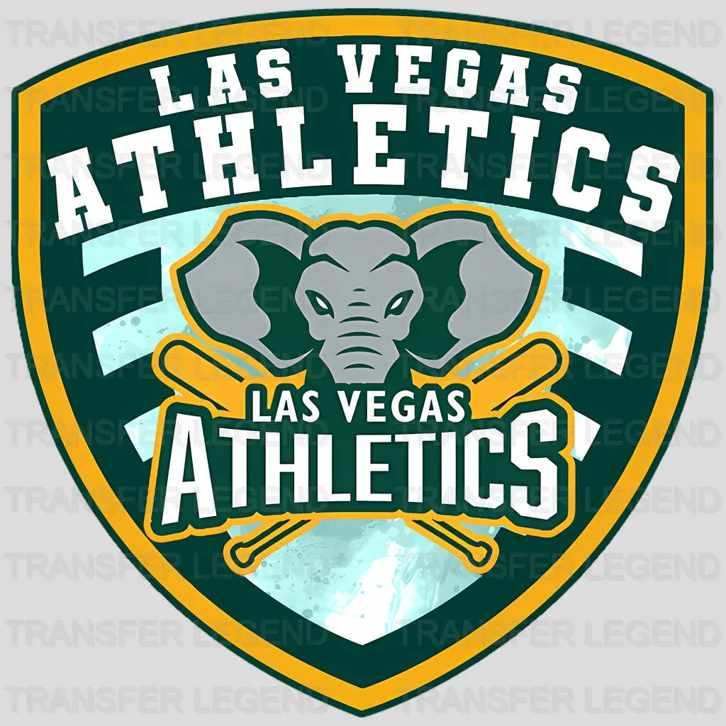 Oakland Athletics MLB Las Vegas Athletics Elephant Shield Logo - DTF Iron On Transfer
