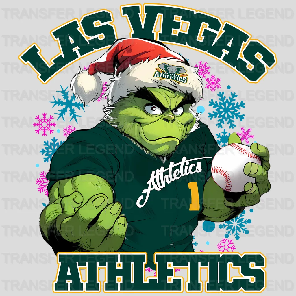 Oakland Athletics MLB Las Vegas Athletics Grinch Christmas Santa Hat Art - DTF Iron On Transfer