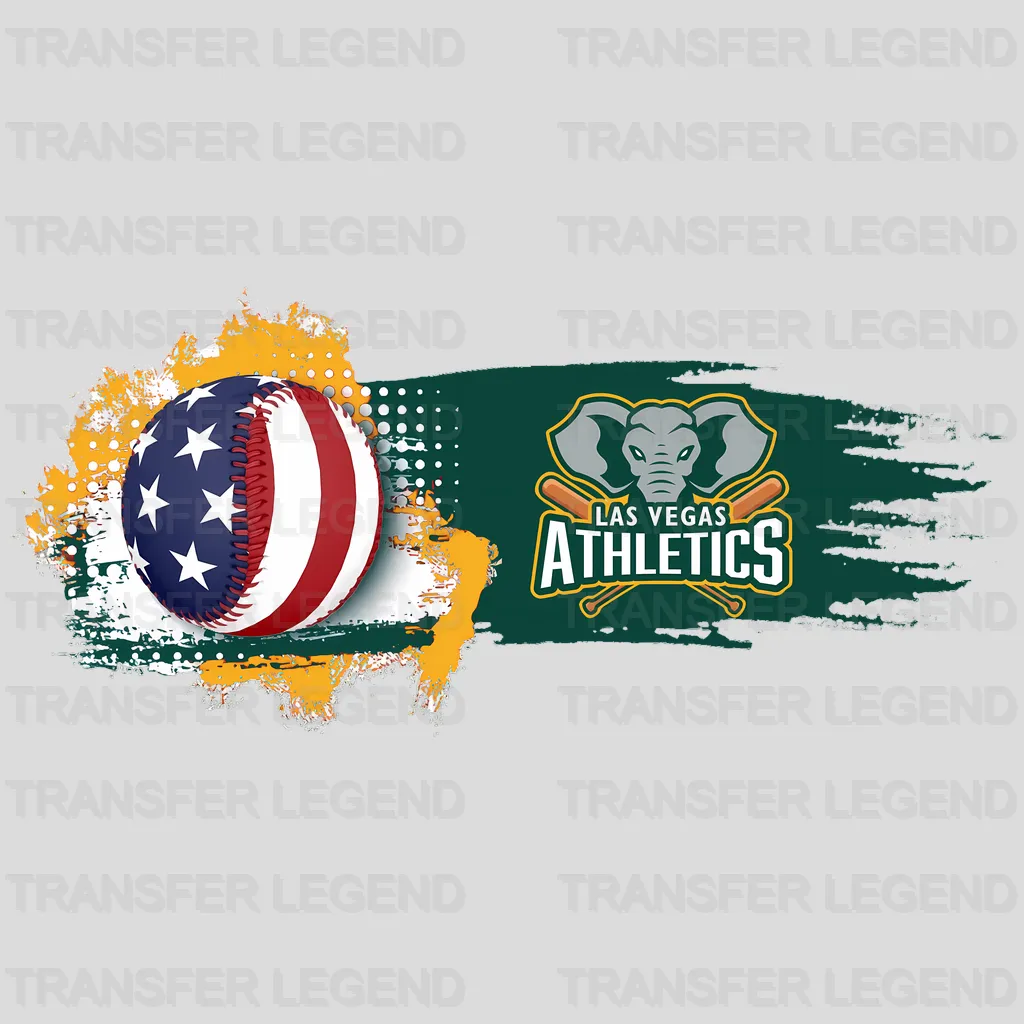 Oakland Athletics MLB Logo With Us Flag Background - DTF Iron On Transfer