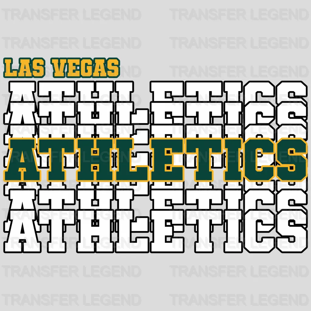 Oakland Athletics MLB Repeated Text Pattern Block Logo - DTF Iron On Transfer