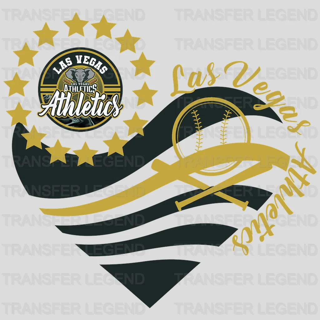 Oakland Athletics MLB Heart Shape Road Graphic Art - DTF Iron On Transfer