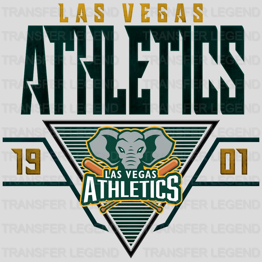 Oakland Athletics MLB Las Vegas Athletics Vintage Green Typography Logo - DTF Iron On Transfer