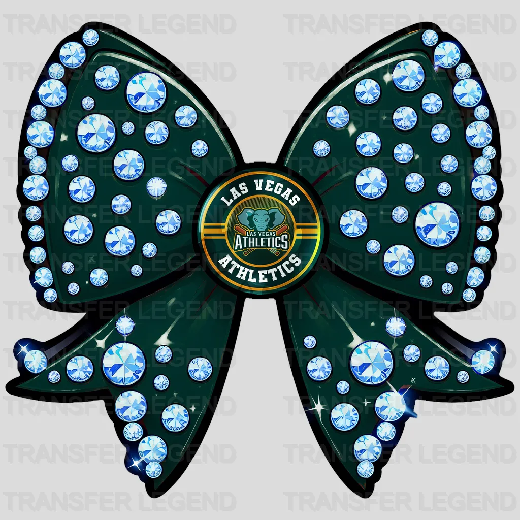 Oakland Athletics MLB Glitter Sequin Green Bow Ribbon - DTF Iron On Transfer