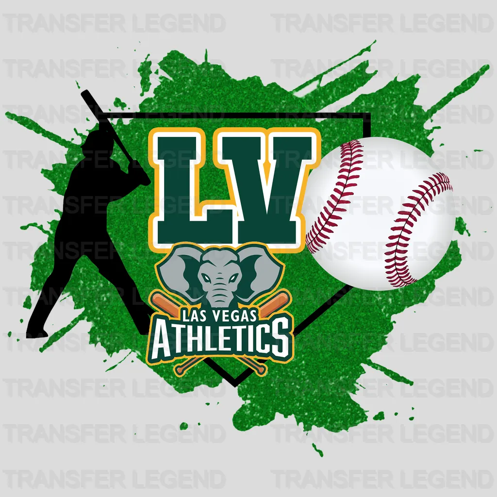 Oakland Athletics MLB Las Vegas Athletics Lv Player Action Splash Art Graphic - DTF Iron On Transfer