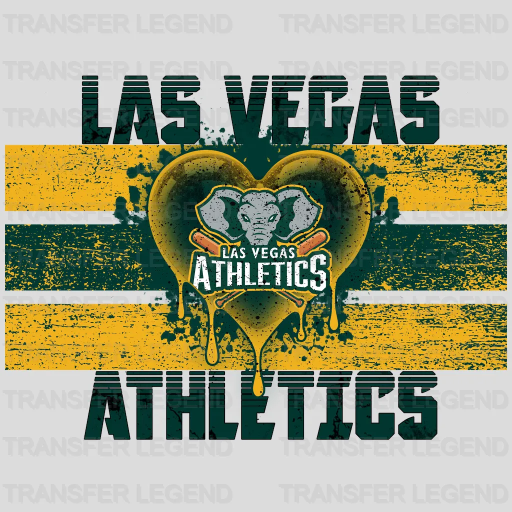 Oakland Athletics MLB Distressed Flag Heart Shape - DTF Iron On Transfer