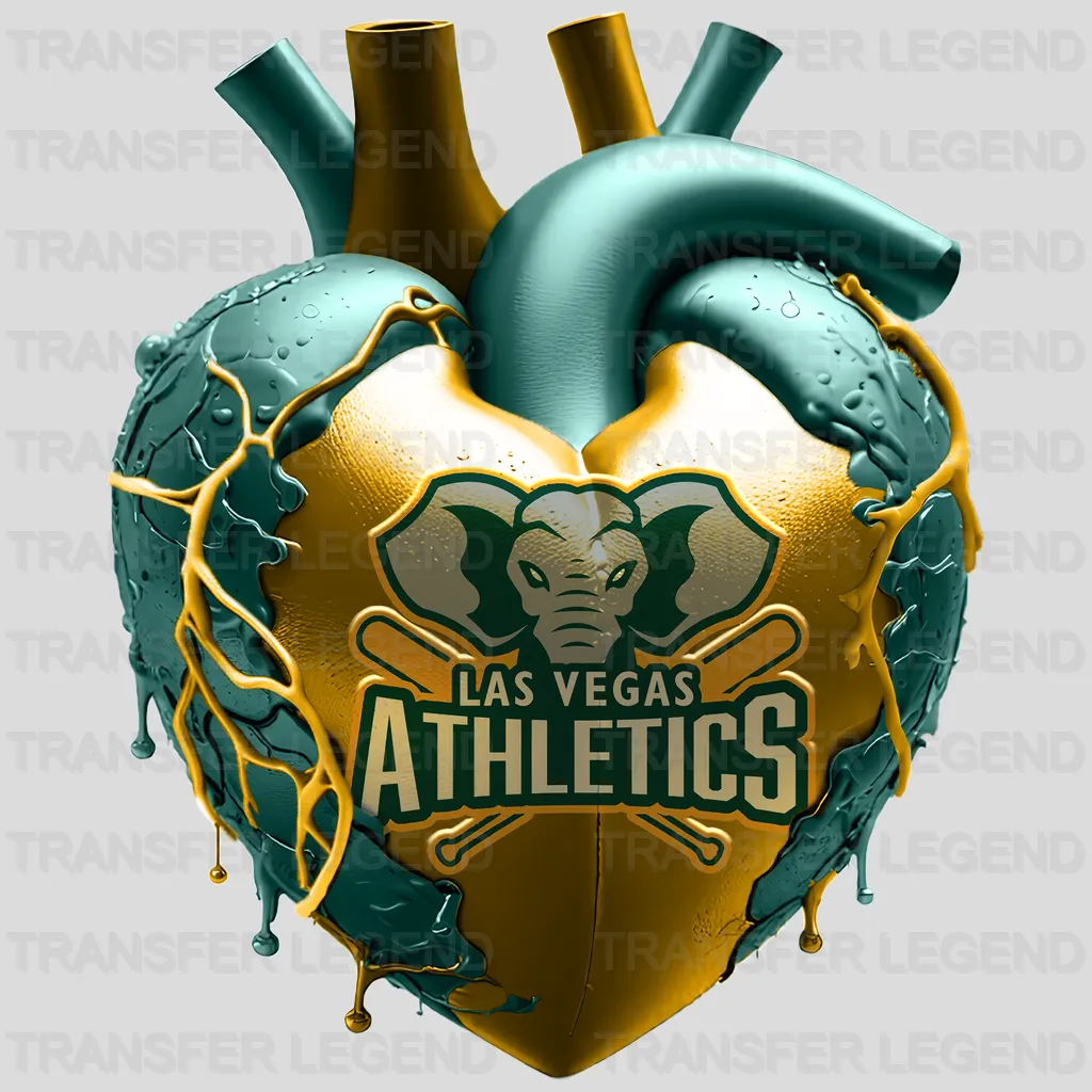 Oakland Athletics MLB Realistic Anatomical Heart Art - DTF Iron On Transfer