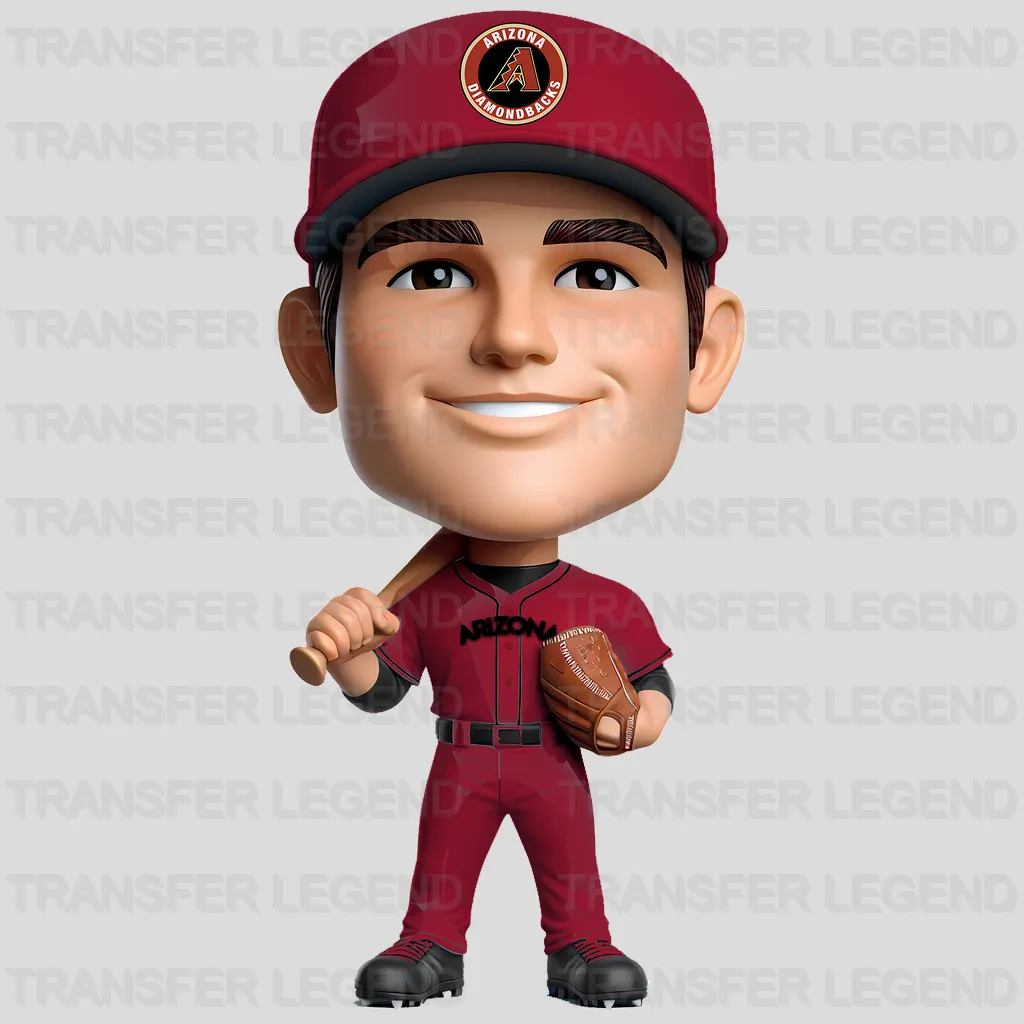 Arizona Diamondbacks MLB Cartoon Bobblehead Player Character - DTF Iron On Transfer