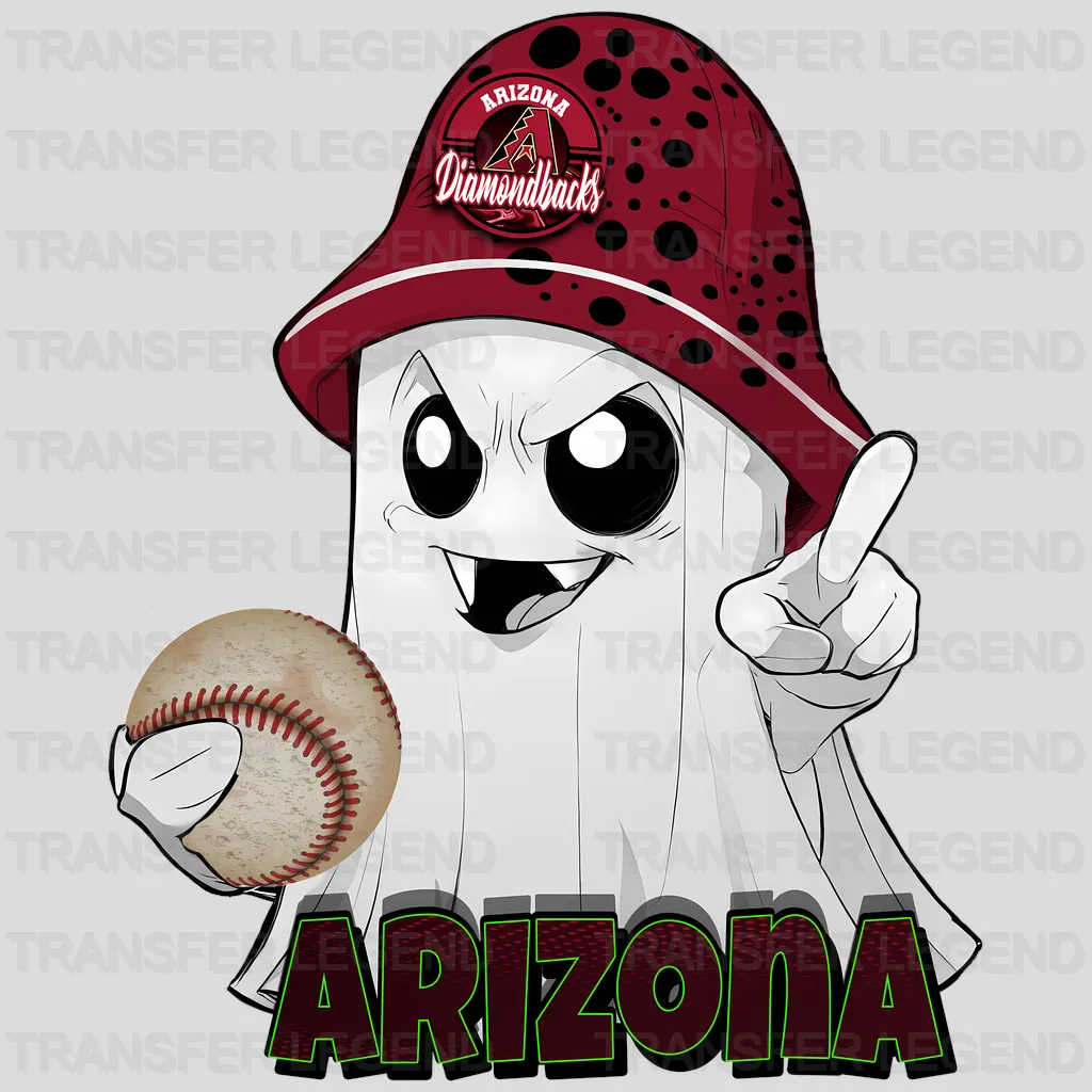 Arizona Diamondbacks MLB Cute Ghost With Hat Halloween - DTF Iron On Transfer