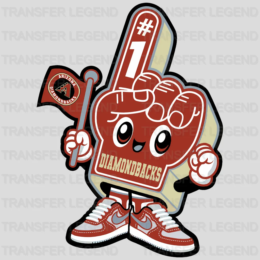 Arizona Diamondbacks MLB Mascot With Foam Finger Cartoon - DTF Iron On Transfer