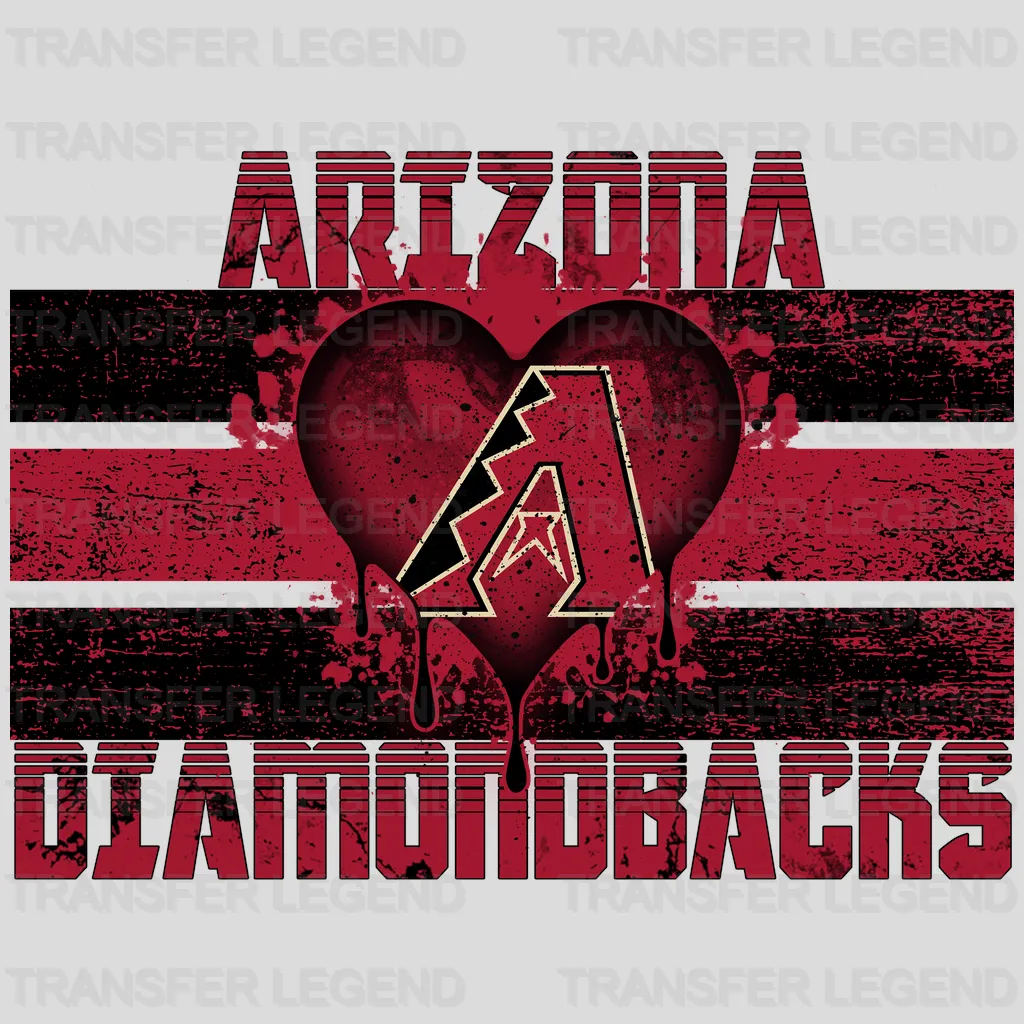 Arizona Diamondbacks MLB Distressed Flag Heart Shape - DTF Iron On Transfer
