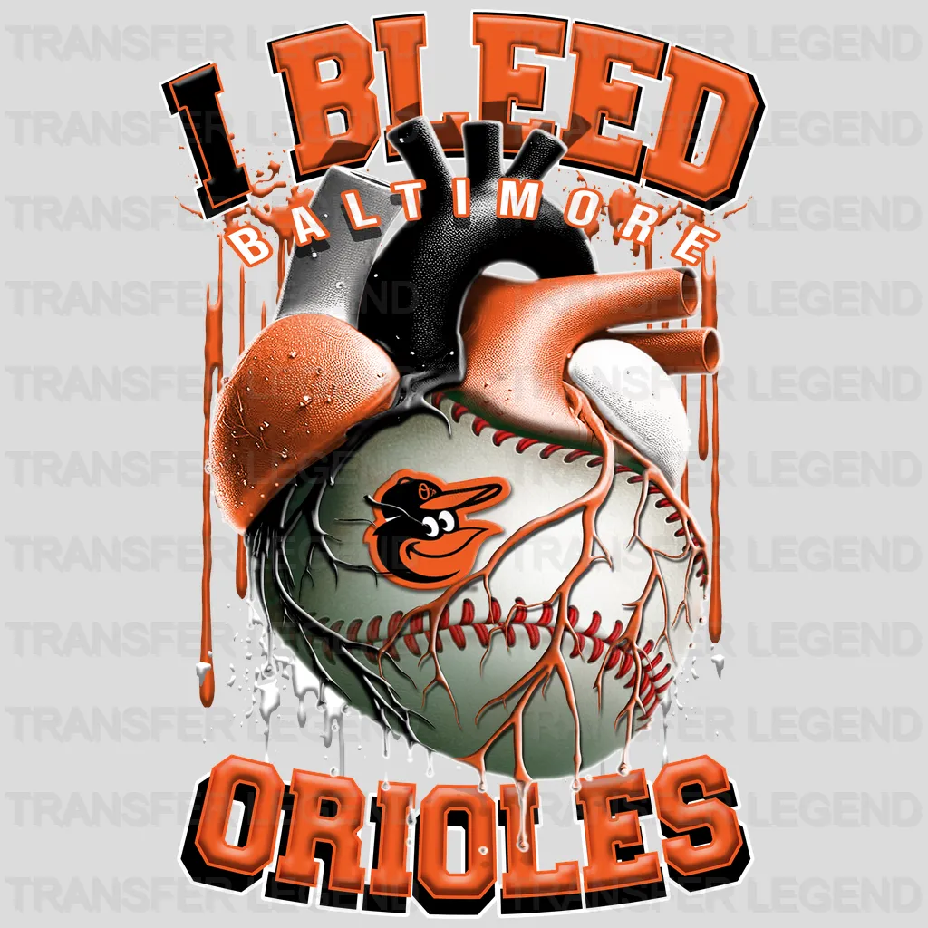 Baltimore Orioles MLB I Bleed Orange & Black DTF Iron On Transfer