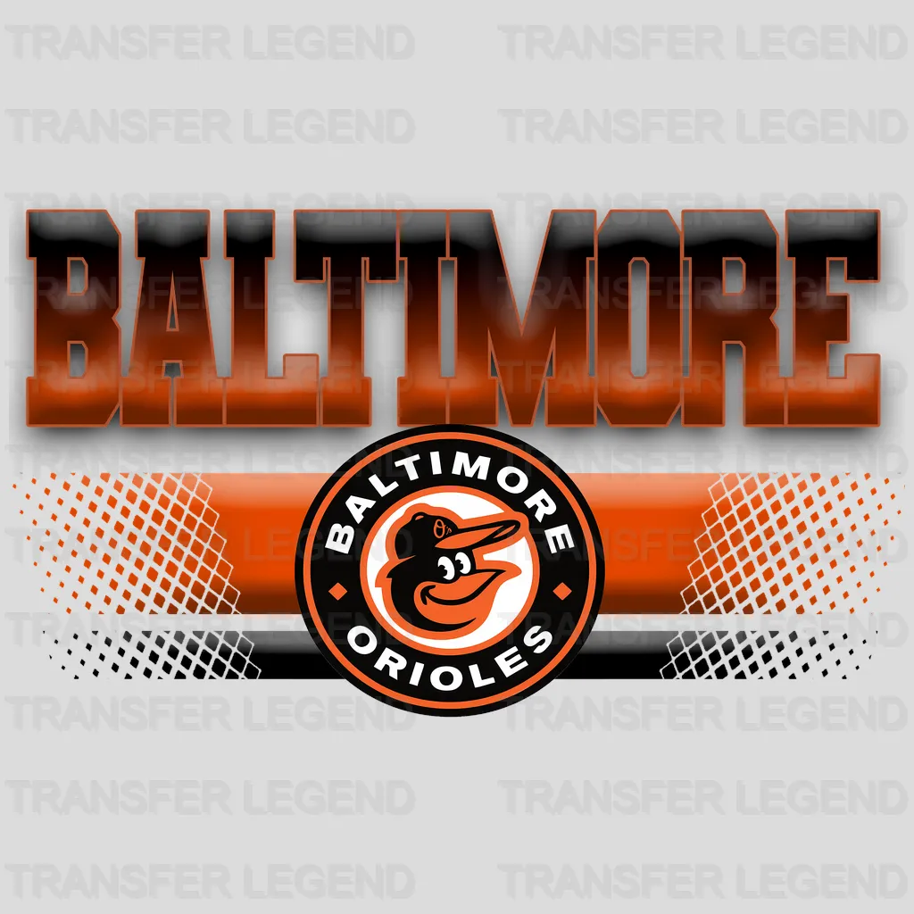 Baltimore Orioles MLB Metallic Bar Logo - DTF Iron On Transfer